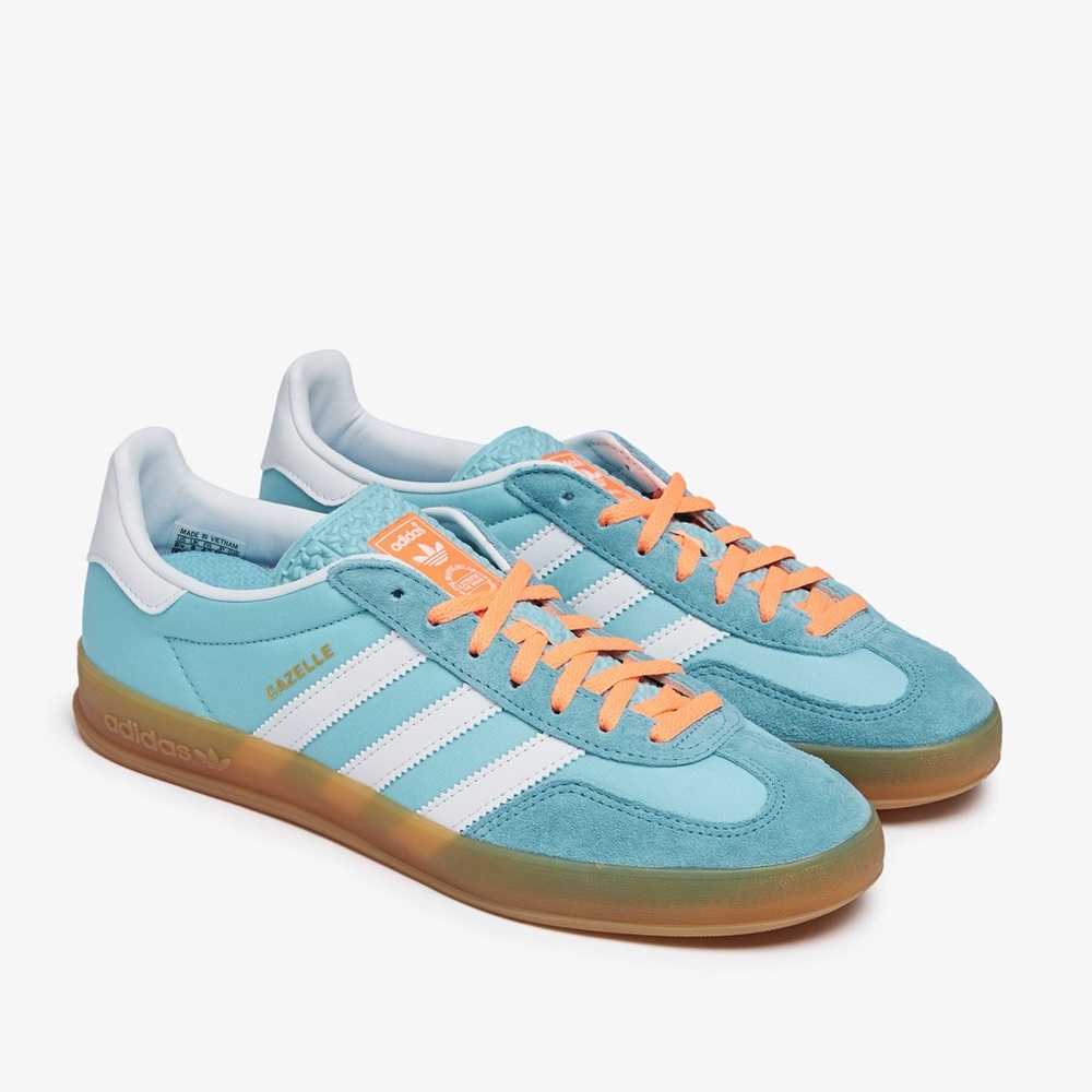 Adidas Gazelle Teal and Peach Sneakers